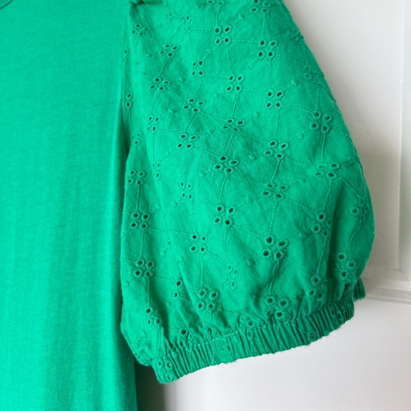J Crew Green Eyelet Sleeve Knit Tiered Midi Dress Green - XS - Picture 2 of 6